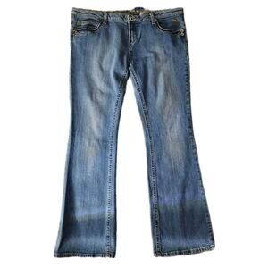 Azzure Women's Blue Love Life Denim Boot Cut‎ Jeans Size 34X33